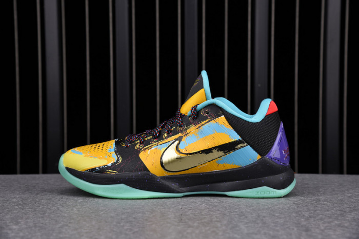 zoom kobe 5 x lakers black/de sol-varsity purple 386430-071