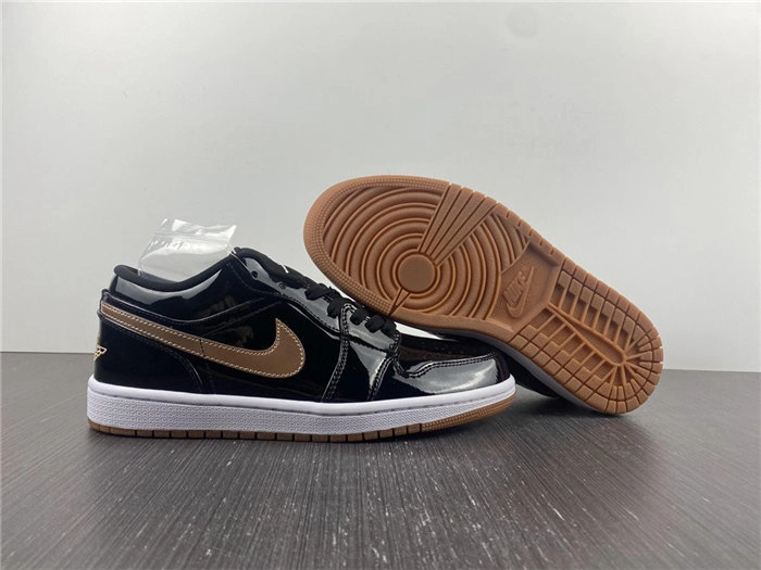Jordan1 Retro Black Gold Patent 554723- Durable 3726