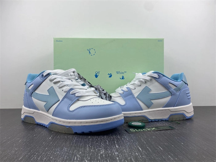 OFF-WHITE OOO Low Out Of Office Calf Leather White Light Blue OMIA189F20LEA Affordable 3111